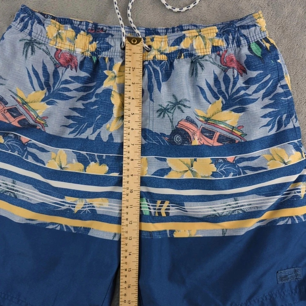 IZOD Saltwater Swim Trunks Mens XL Blue Tropical Floral Flamingo Surf Lined - Picture 7 of 11